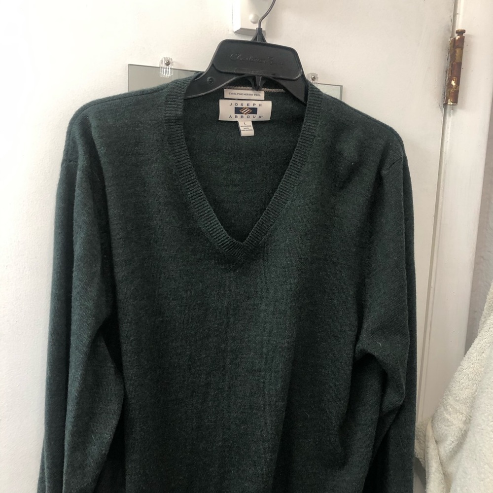 Joseph Abboud green merino wool sweater